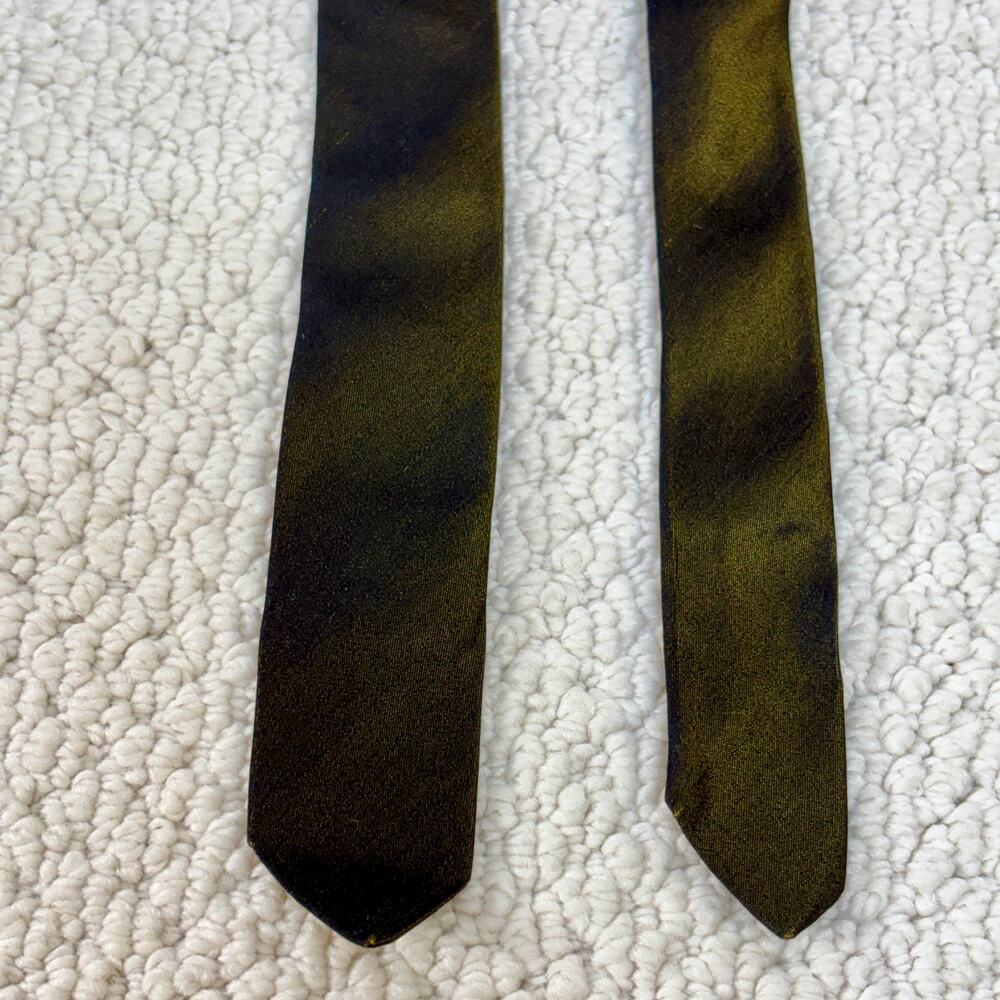 VTG Super Skinny Tie 1 6/8" x 56" Solid Gold/Black Overlap Ombre Rockabilly